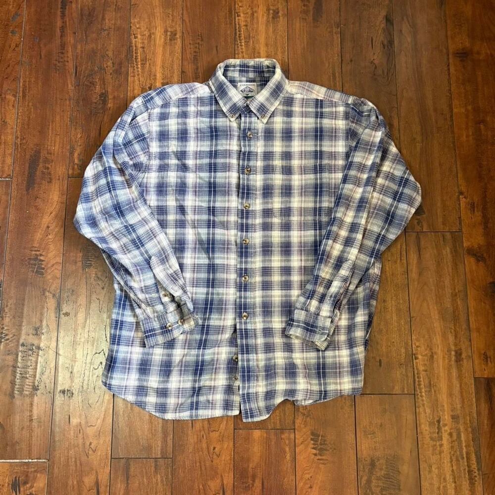 CAMBRIDGE CLASSICS Men's XL Blue Plaid Flannel Multi Button Down Dress Shirt